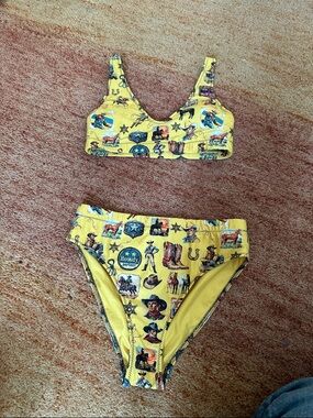 Yellow Western Print Bikini Set